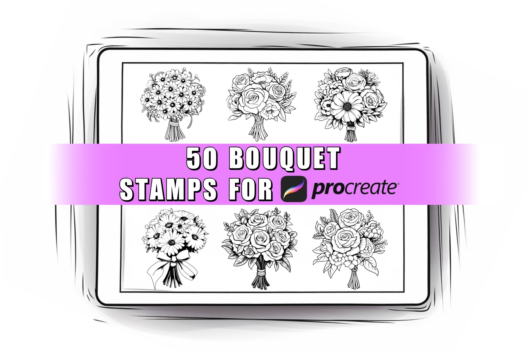 50 Bouquet Procreate Stamps Brushes Graphic by ProcreateSale · Creative ...
