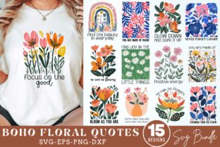 Boho Floral Quotes SVG PNG Bundle Graphic by Regulrcrative · Creative ...