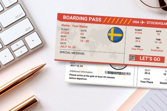 Canva Stockholm Boarding Pass Template