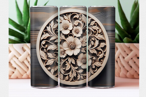 Floral Wood Tumbler Wrap Graphic by Lazy Craft · Creative Fabrica