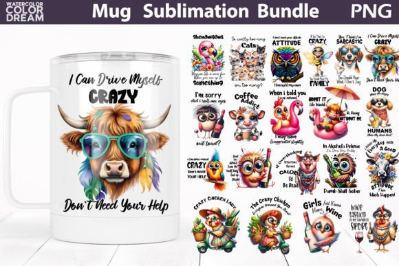 Funny Quotes Mug Sublimation Bundle Graphic Crafts By WatercolorColorDream