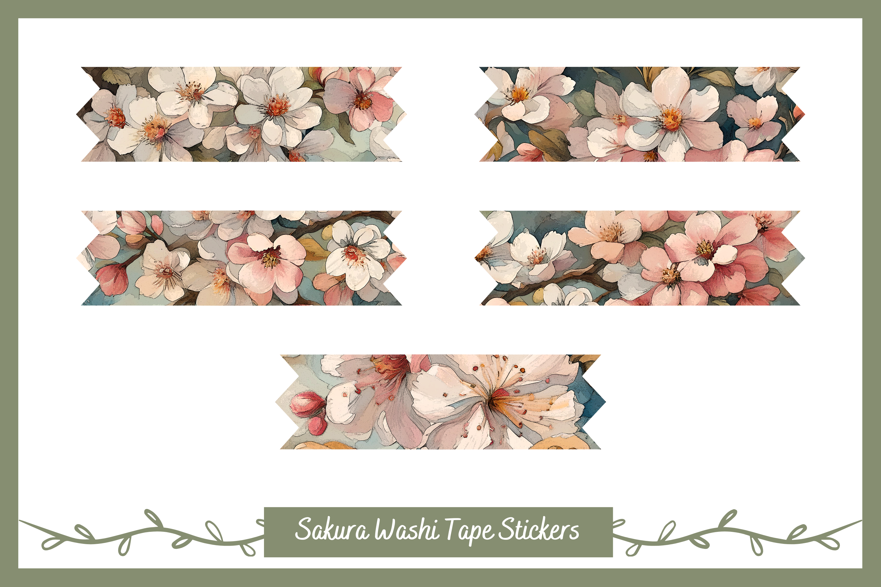 Sakura Washi Tapes Digital Stickers Graphic by sara_sb2000 · Creative ...