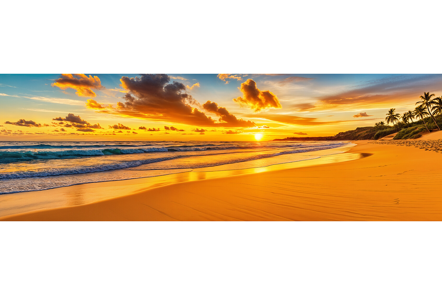 Sunset on Beach with Palm Trees. Graphic by alsstocks450 · Creative Fabrica