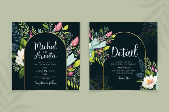 Watercolor Wedding Invitation Design Graphic Print Templates By stockmarket
