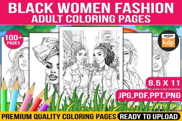 100+ Black Women Fashion Coloring Pages