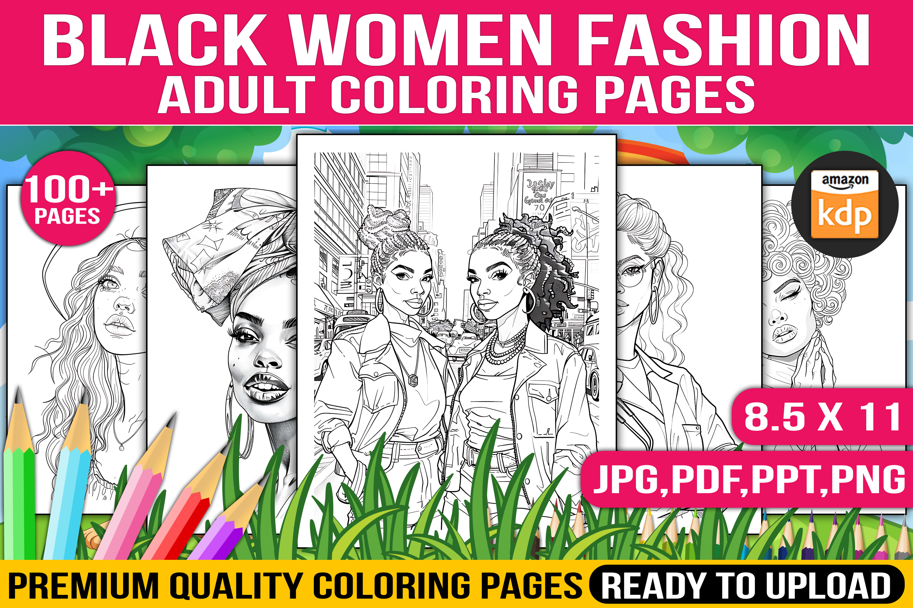 100+ Black Women Fashion Coloring Pages