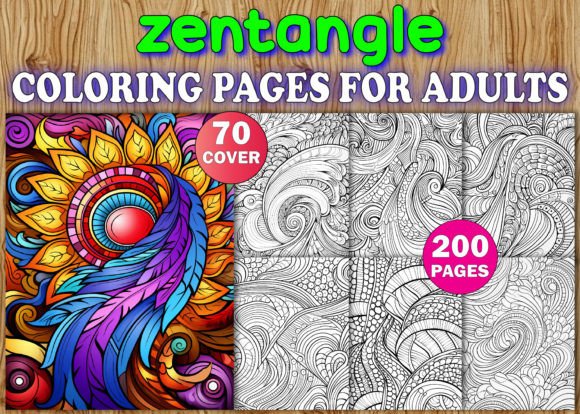 Preview of 200 Zentangle Coloring Pages adult coloring pages