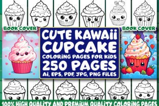 250 Cute Kawaii Cupcake Coloring Pages Graphic by GoLdeN ArT · Creative ...