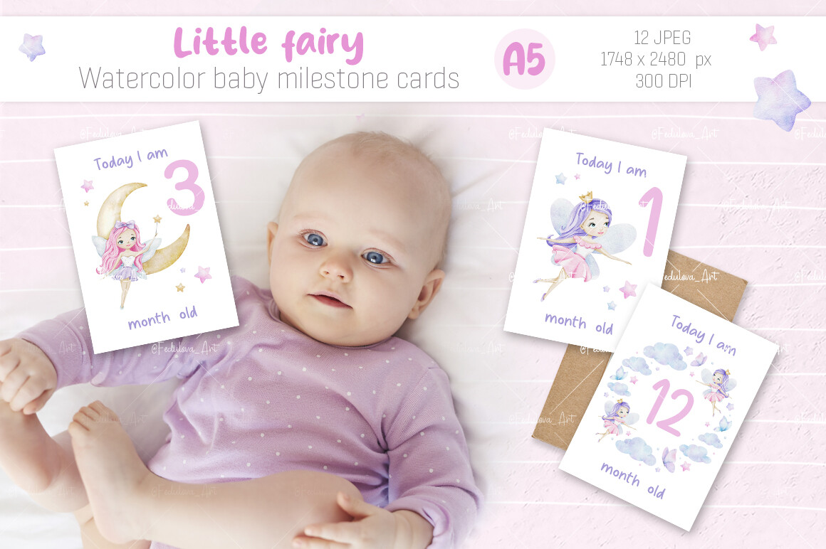 Baby Milestone Little Fairy Cards