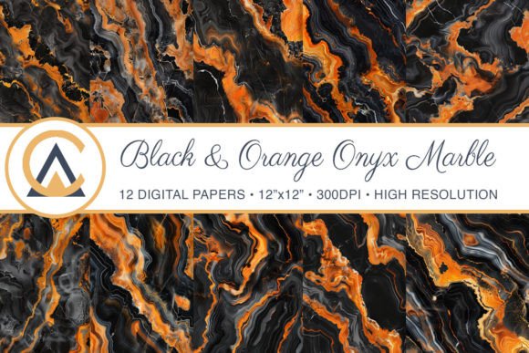 Black and Orange Onyx Marble Background