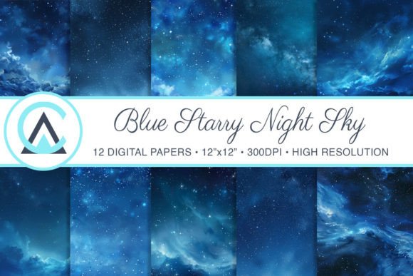Blue Starry Night Sky Paper Background