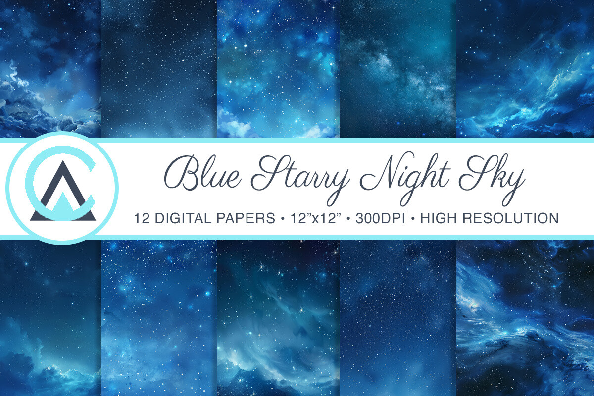 Blue Starry Night Sky Paper Background