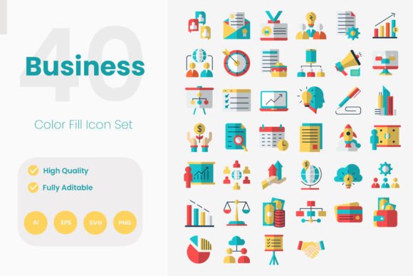 Business Flat and Filled Icons