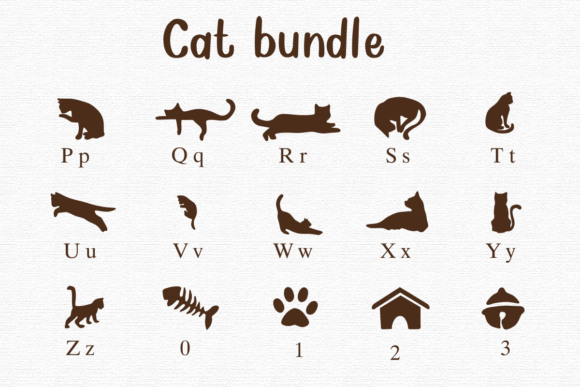 Cat Bundle Font PNG with transparent background - Preview 1