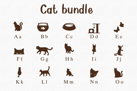 Cat Bundle Font PNG with transparent background - Preview 6
