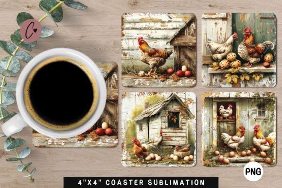 Chicken Sublimation Coaster PNG