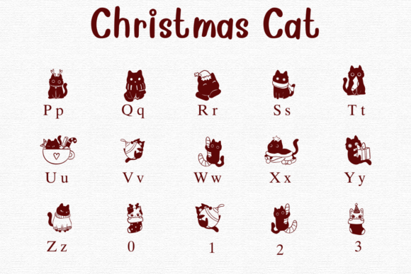 Christmas Cats Font PNG with transparent background - Preview 2