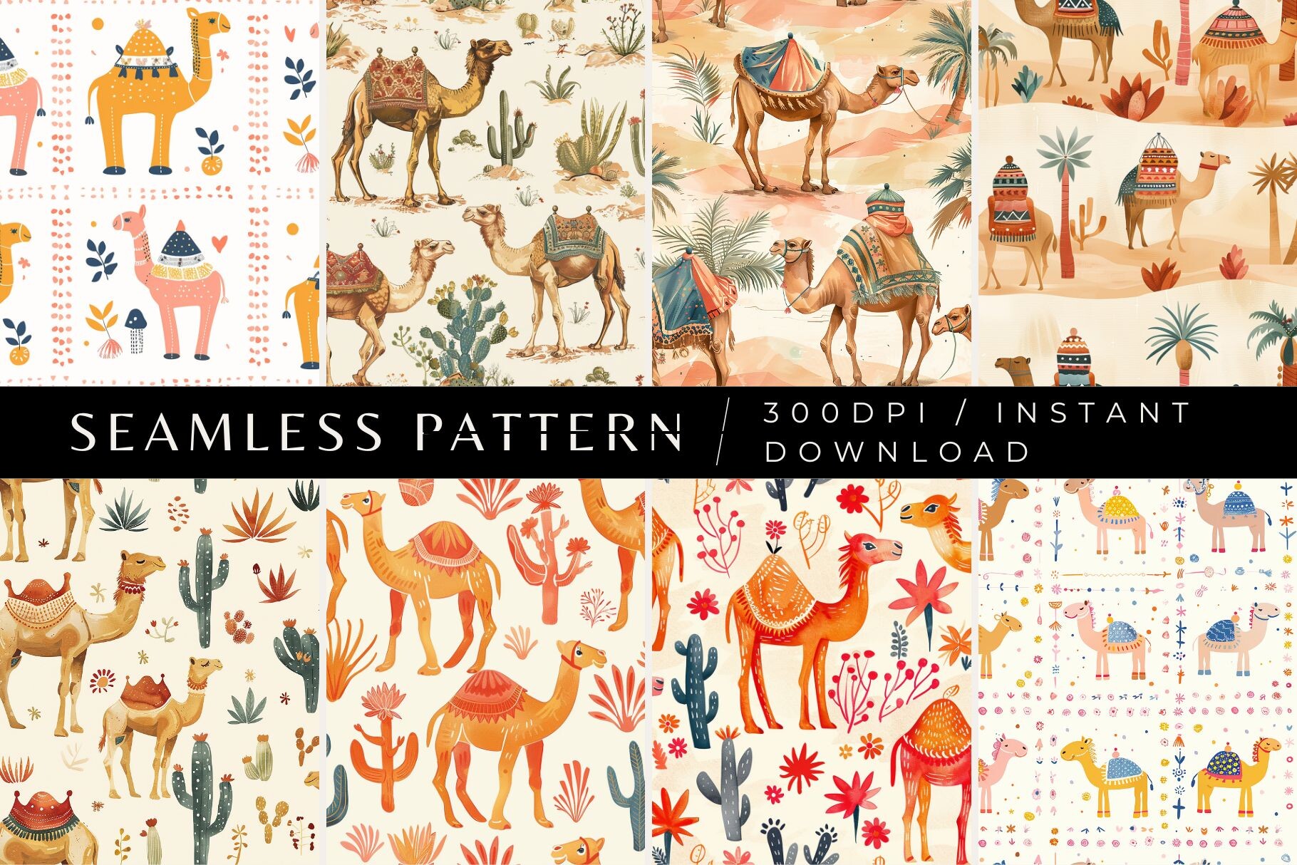 Cute Camel Seamless Patterns Graphic by Inknfolly · Creative Fabrica