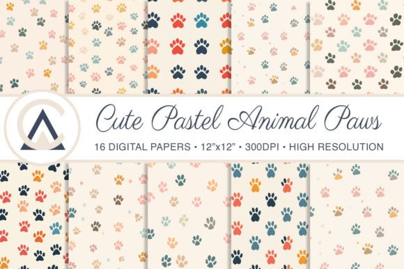 Cute Pastel Dog Paws Seamless Background