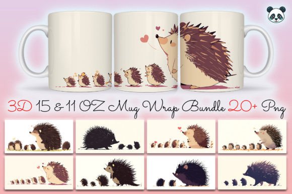 Hedgehog Fathers Day Mug Wrap Bundle Graphics