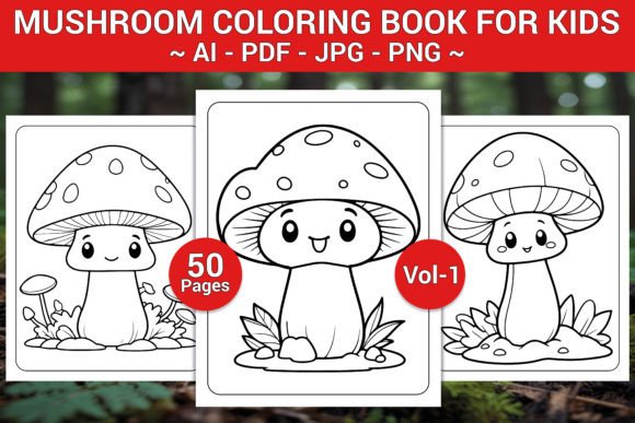 MUSHROOM COLORING BOOK for KIDS