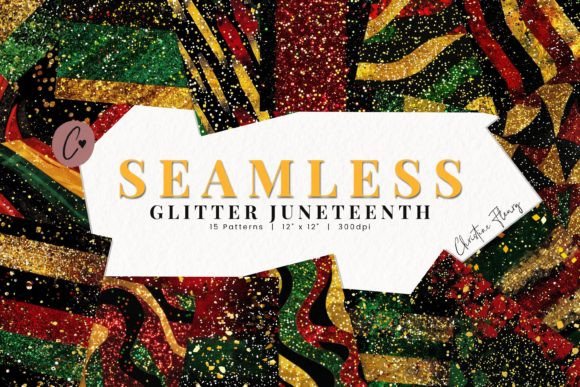 Seamless Glitter Juneteenth Paper Graphic Patterns By Christine Fleury