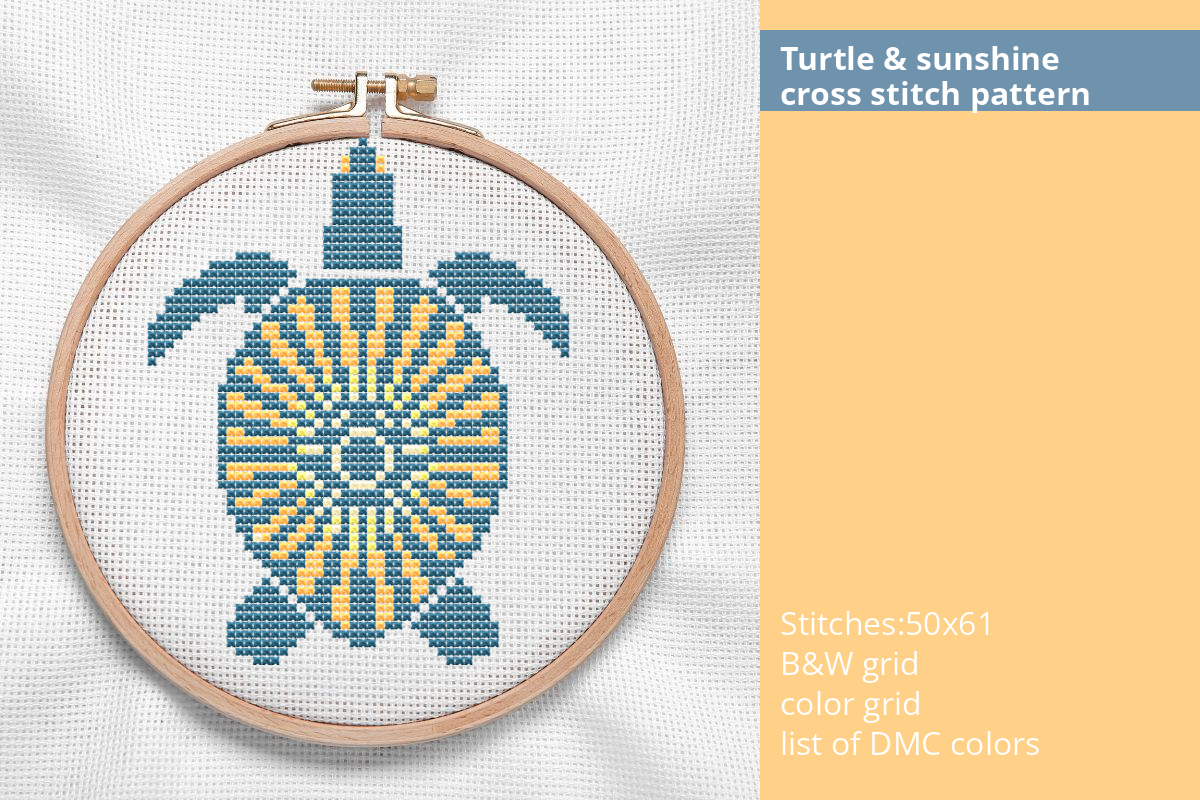 Turtle & Sunshine Cross Stitch Pattern