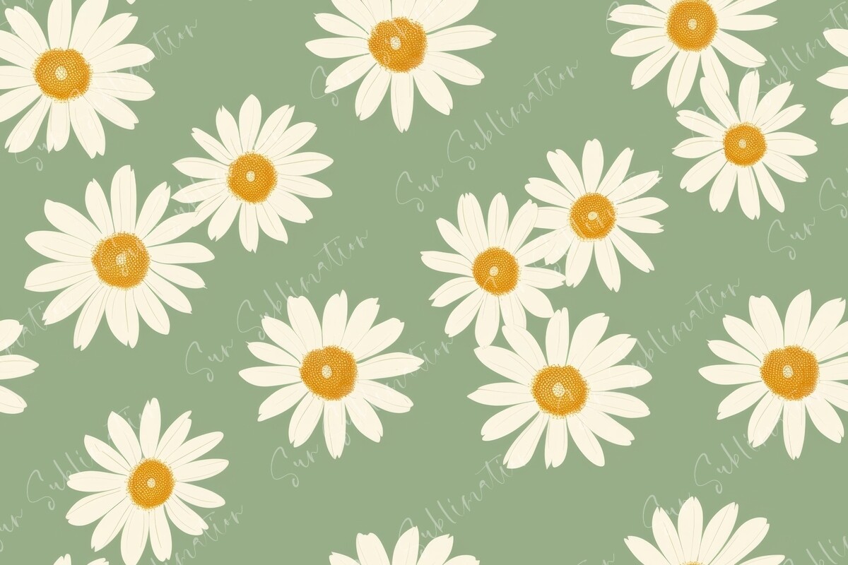 White Daisies on Green Seamless Pattern Graphic by Sun Sublimation ...