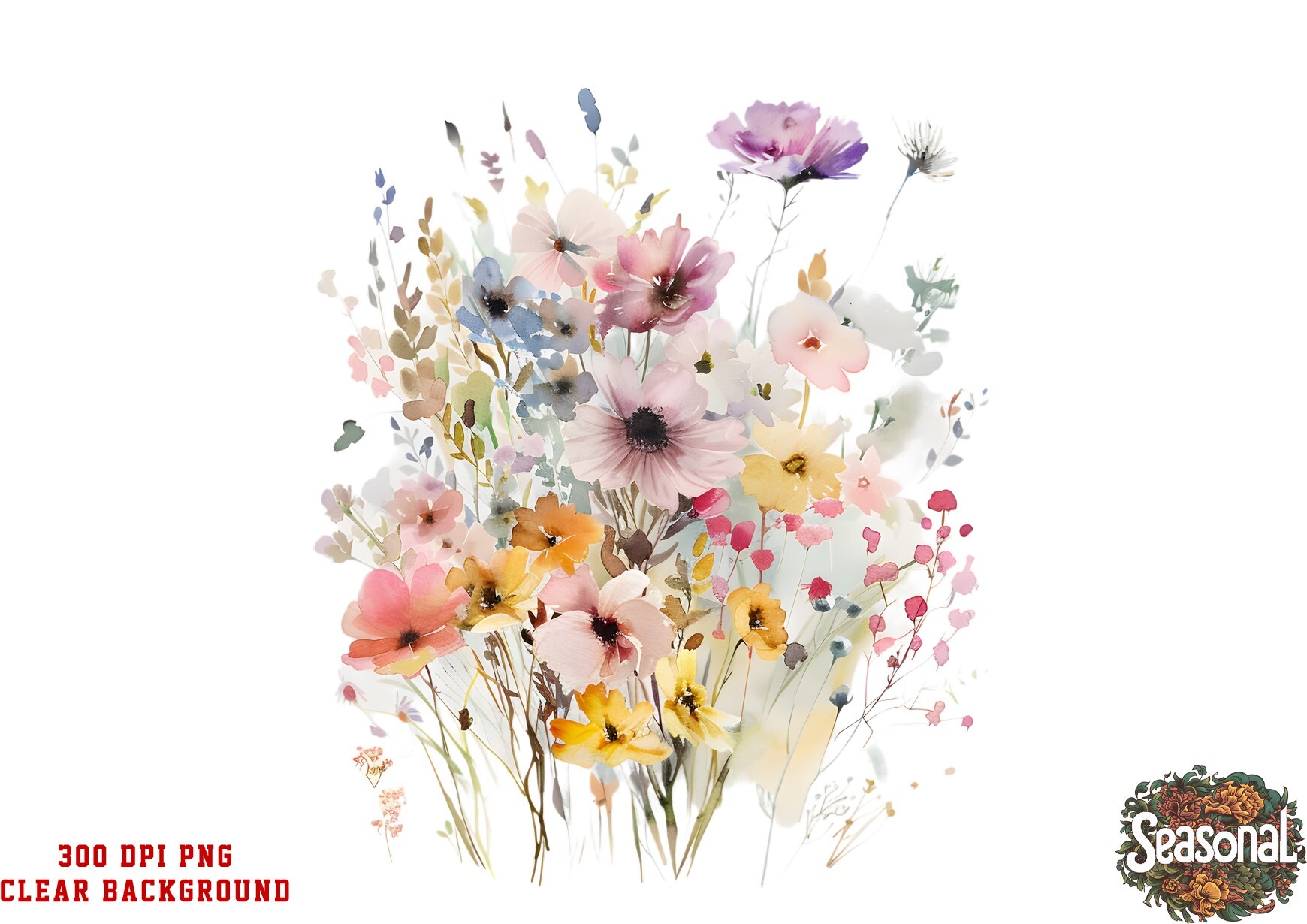Wildflower Watercolor Clipart Graphic by seasonal · Creative Fabrica