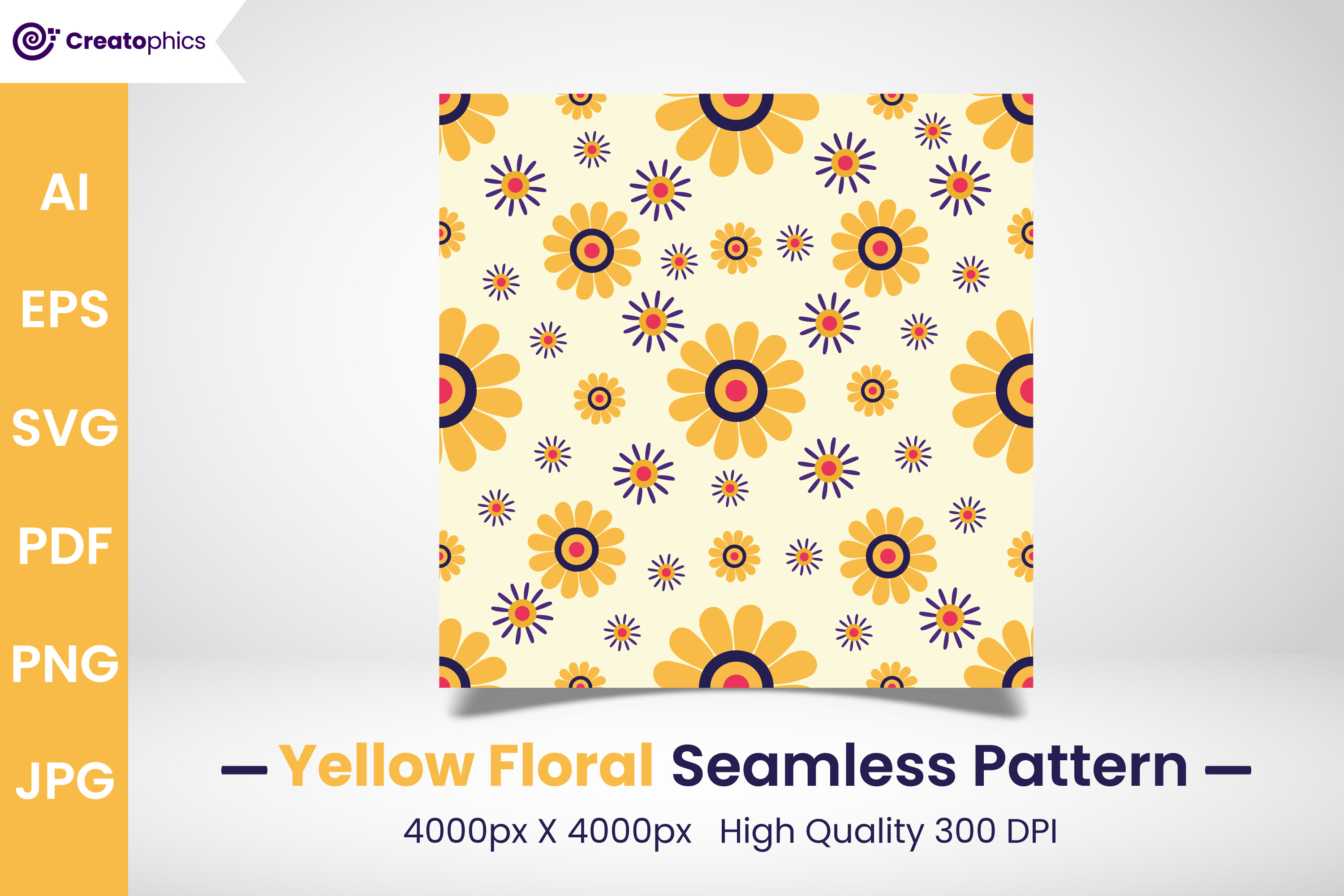 Yellow Seamless Floral Pattern Graphic by Creatophics · Creative Fabrica