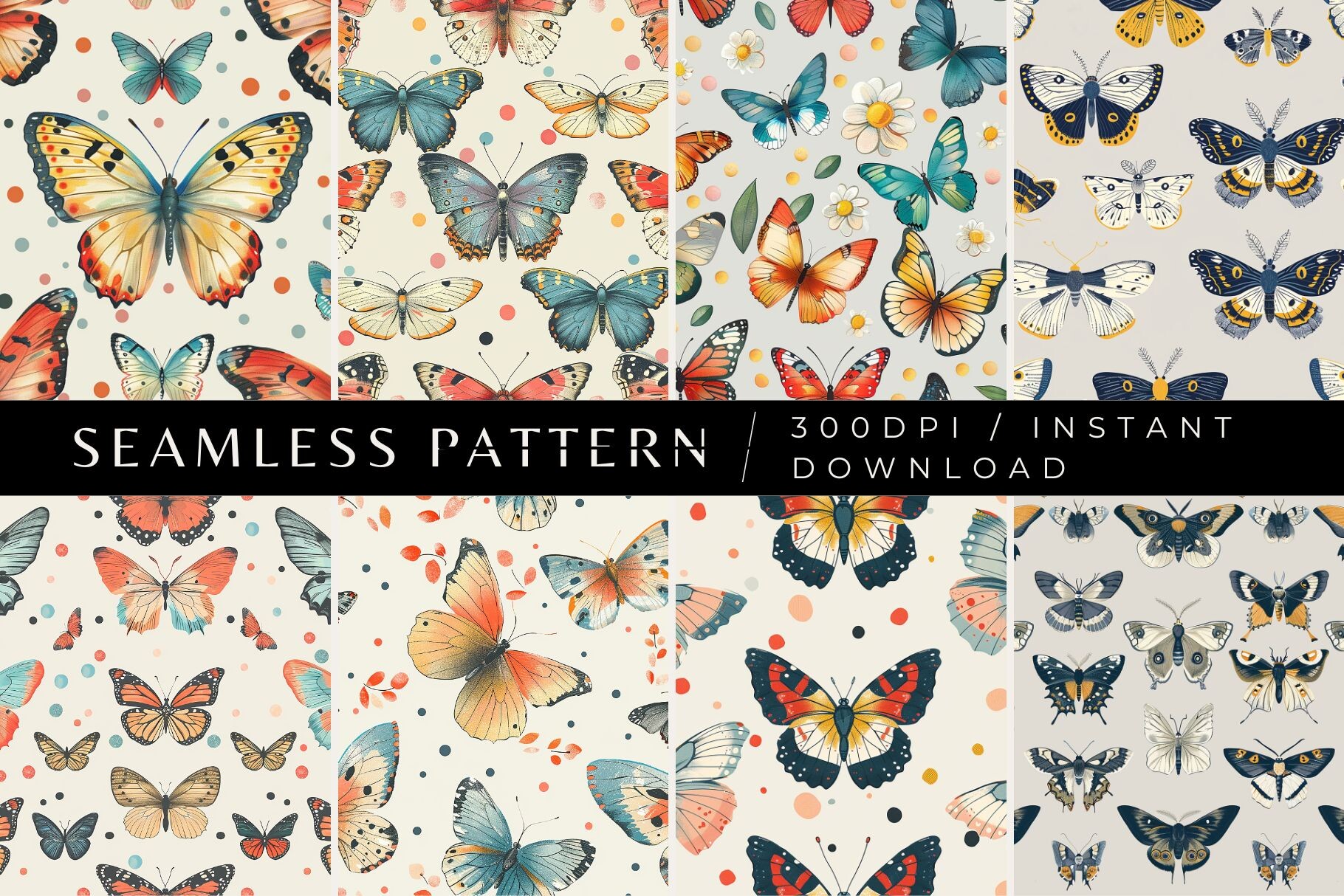 Butterfly Whimsy Seamless Patterns Graphic by Inknfolly · Creative Fabrica