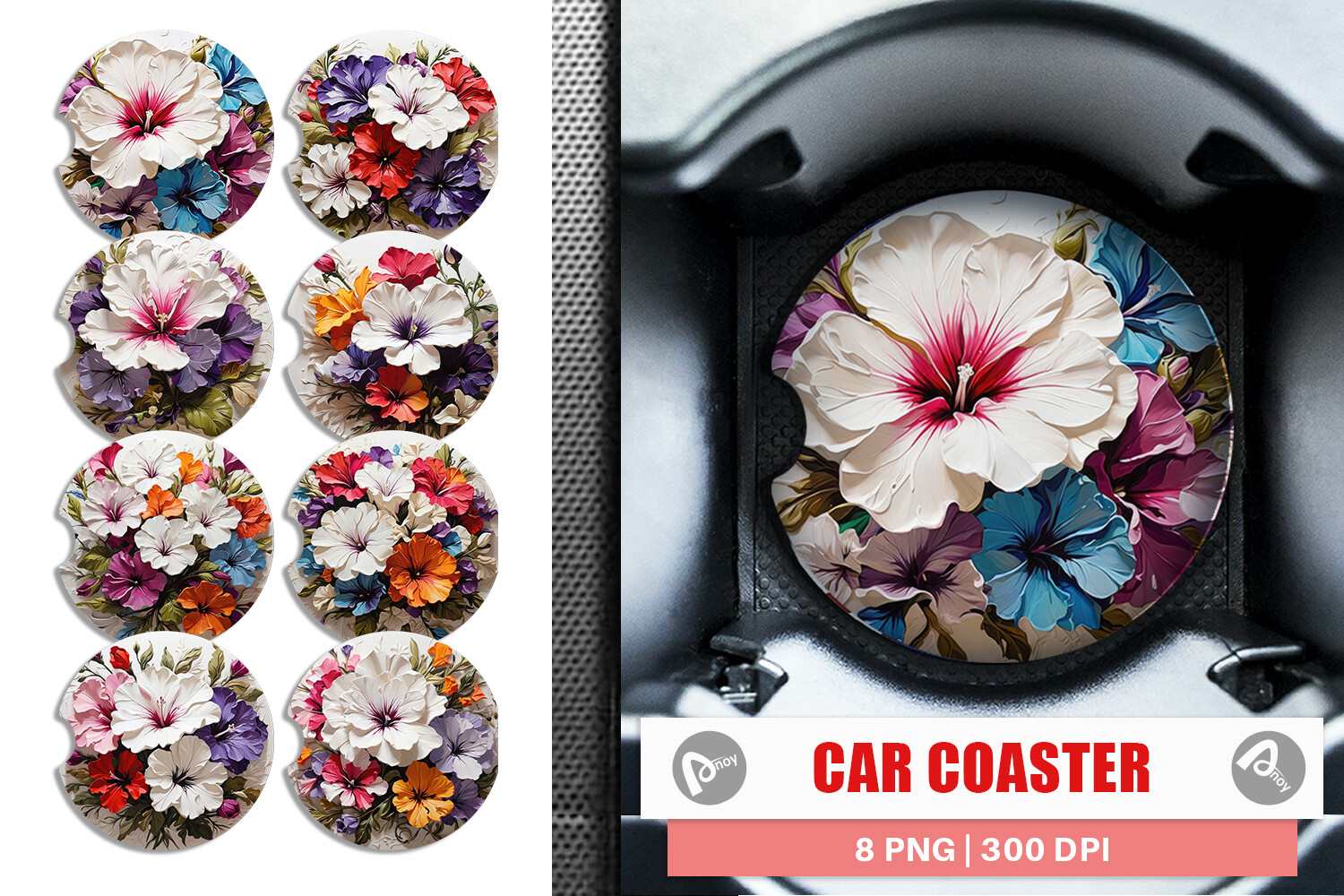 Car Coaster 3D Petunia Flower Graphic by Artnoy · Creative Fabrica