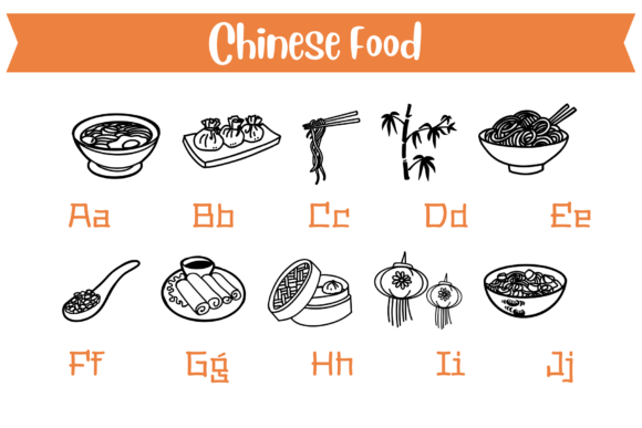 Chinese Food Doodle Font PNG with transparent background - Preview 3