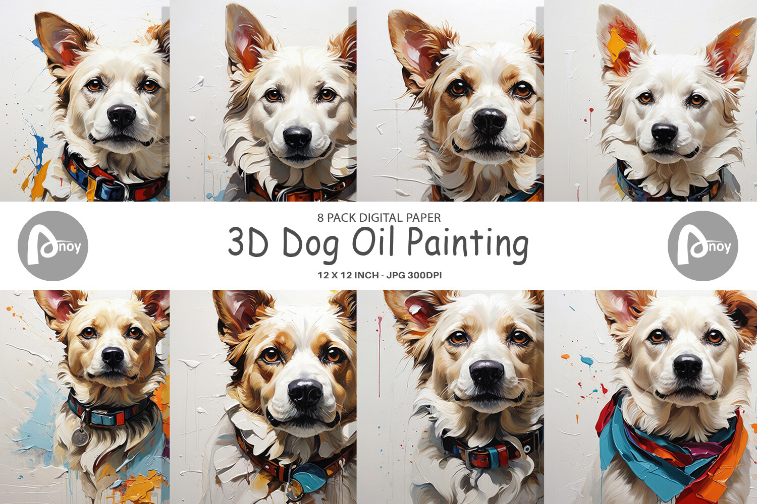 Digital Paper 3D Dog Painting Graphic by Artnoy · Creative Fabrica