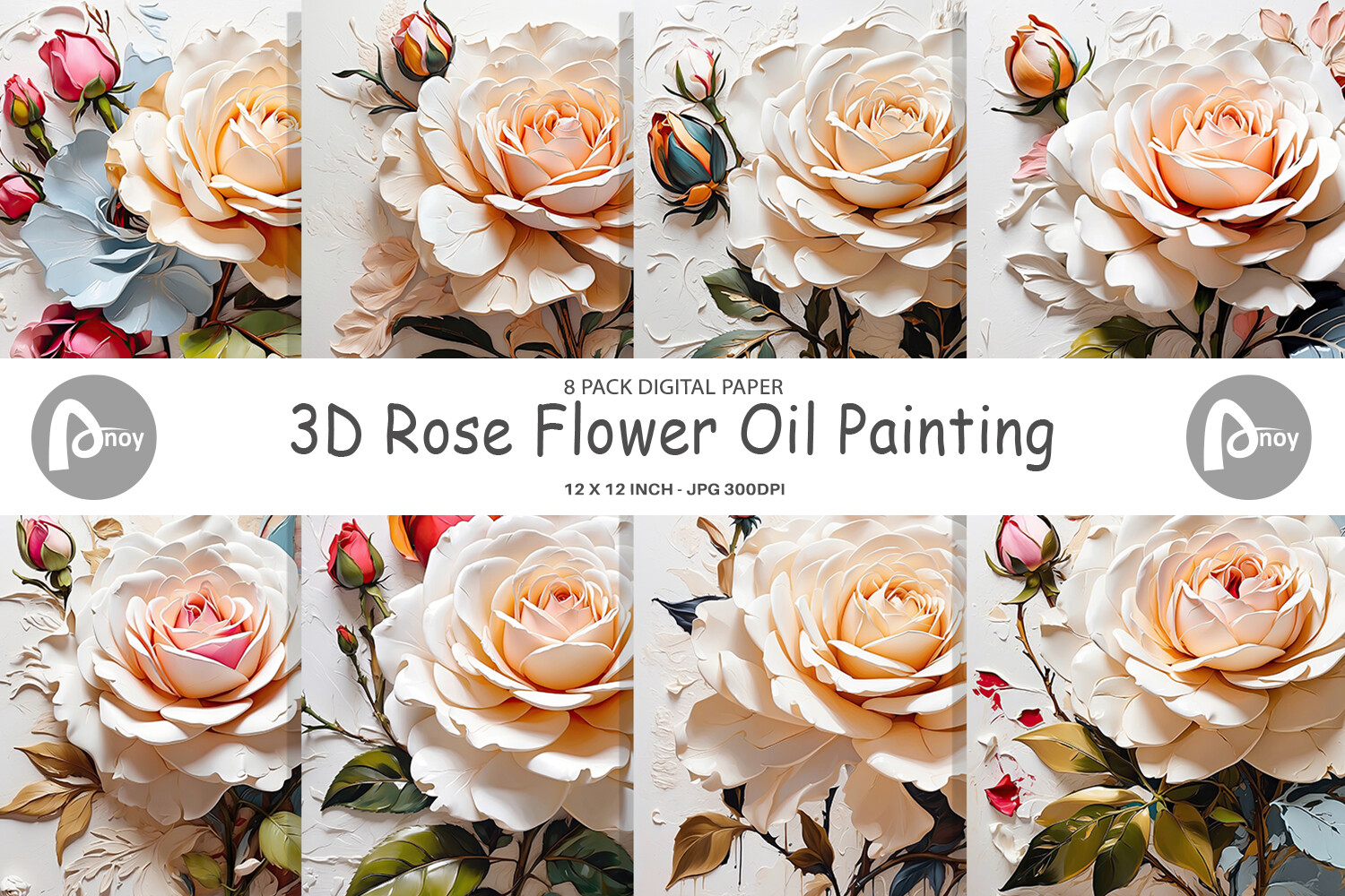 Digital Paper 3D Rose Flower Graphic by Artnoy · Creative Fabrica