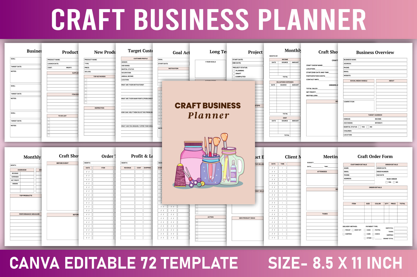 Editable Craft Business Planner Canva