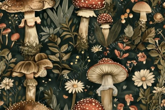Enchanted Forest Fungi Seamless Pattern Graphic Patterns By Sun Sublimation