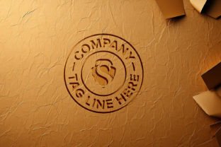 Gold paper debossed effect logo mockup
