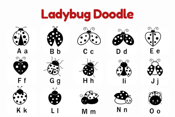 Ladybug Doodle Font PNG with transparent background - Preview 1