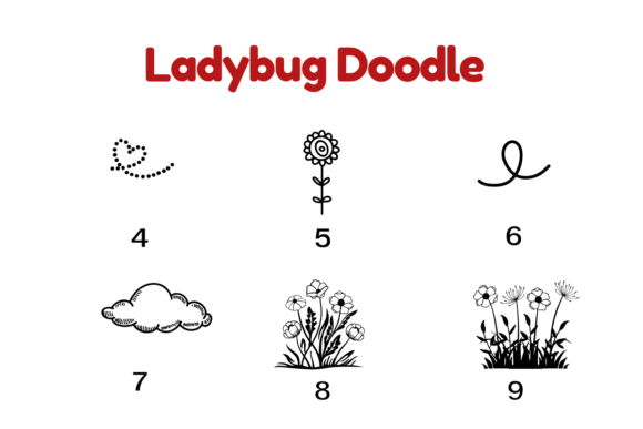 Ladybug Doodle Font PNG with transparent background - Preview 3