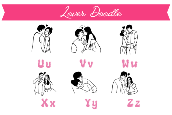 Lover Doodle 1 Font PNG with transparent background - Preview 3