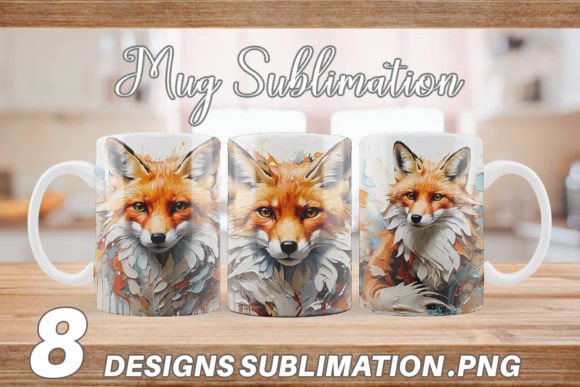 Mug Wrap 3d Fox Painting Graphics