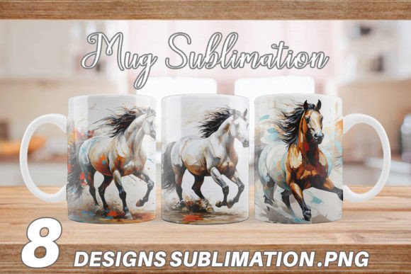 Mug Wrap 3D Horse Painting Illustration Artisanat Par Artnoy