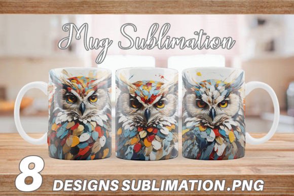 Mug Wrap 3d Owl Painting Graphics