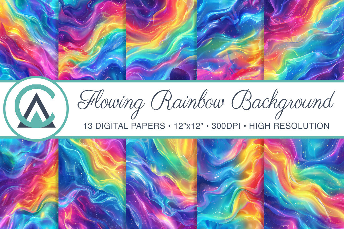 Rainbow Waves Background Digital Paper Graphic by ArtCursor · Creative ...