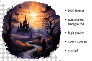 Watercolor Spooky Halloween PNG Clipart Graphic by MashMashStickers ...