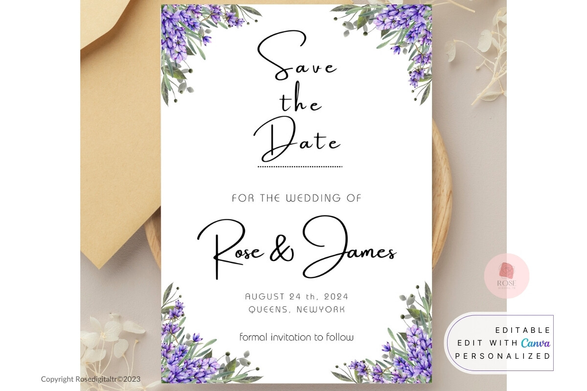 Wedding Save the Date Lavender