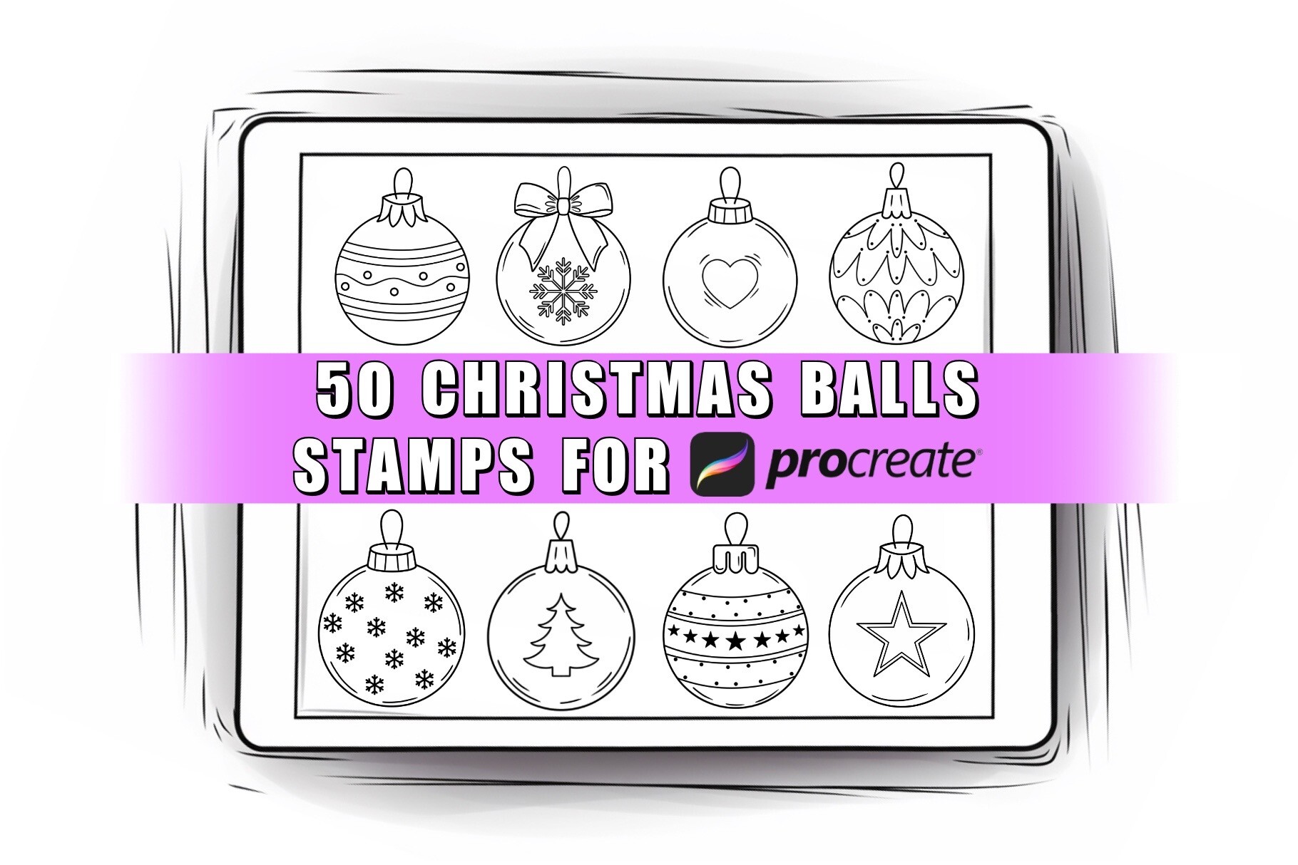 50 Christmas Balls Procreate Stamps Brus - photo 1