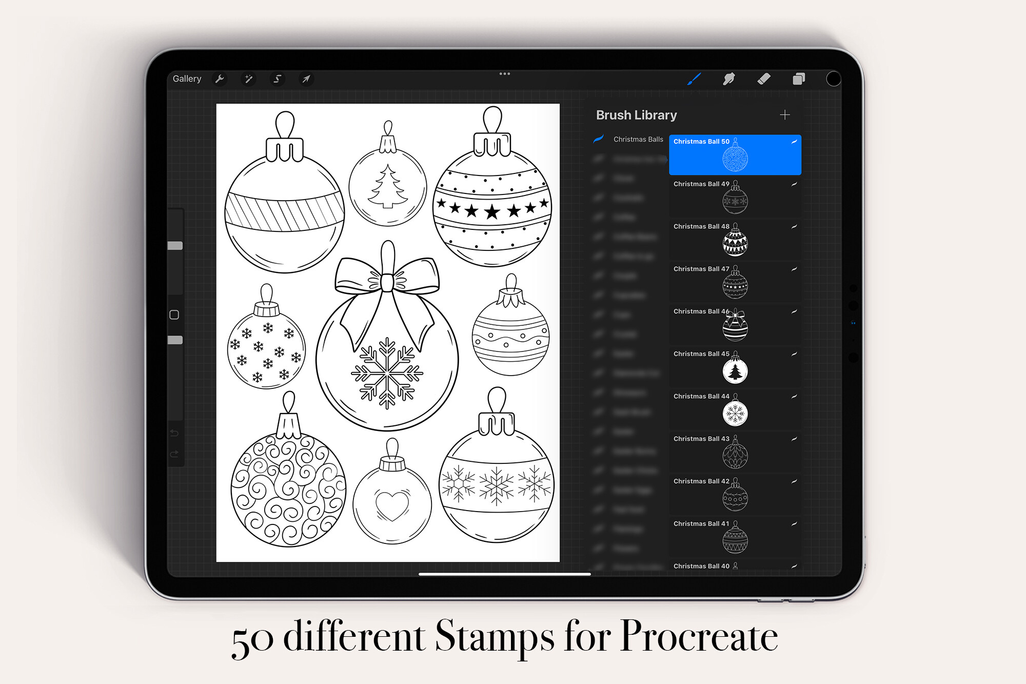 50 Christmas Balls Procreate Stamps Brus - photo 2