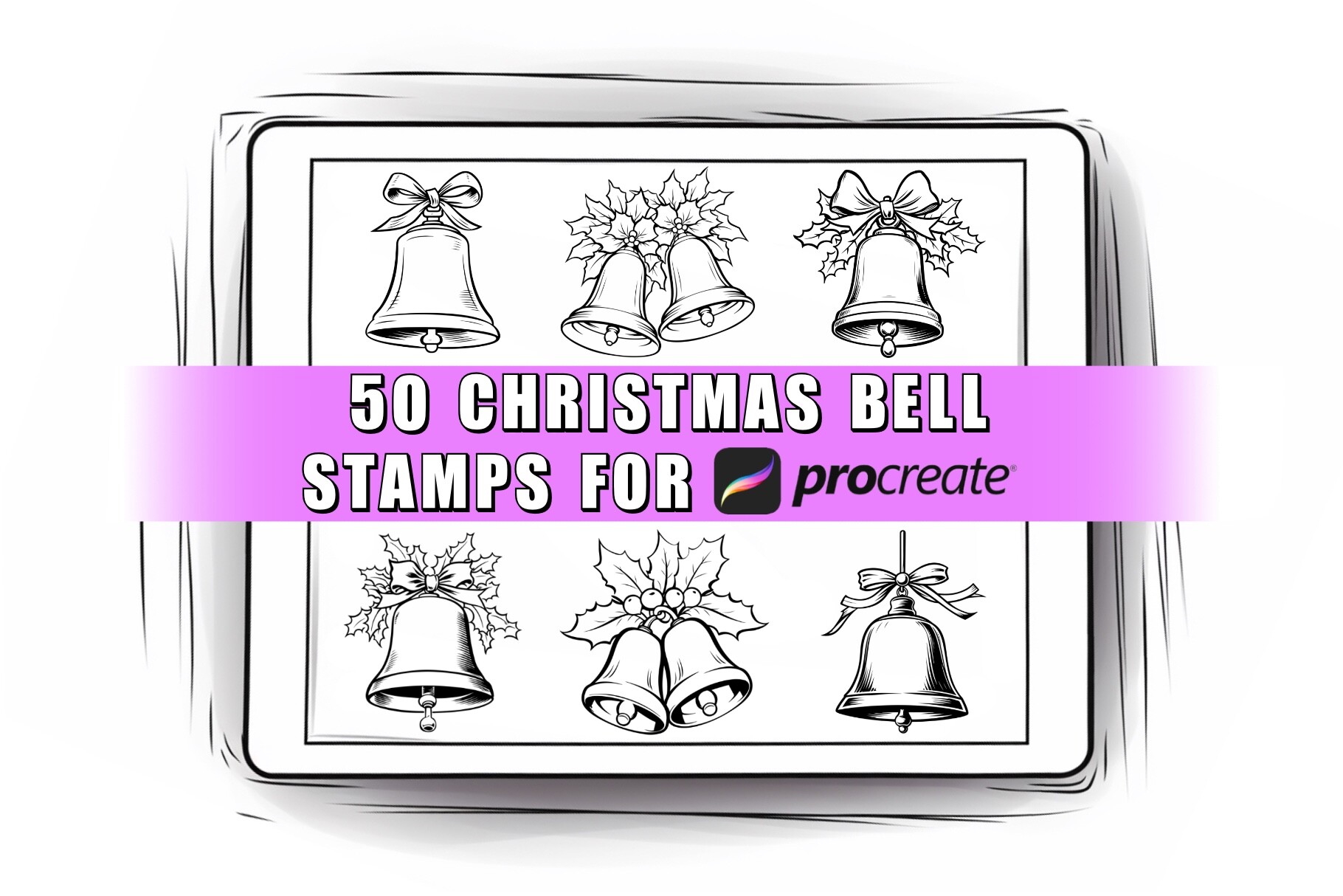 50 Christmas Bell Procreate Stamps Brush Graphic by ProcreateSale ...